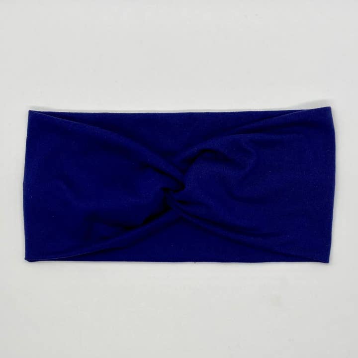 Navy Twist Headband for wholesale by Happy Badger Headbands LLC