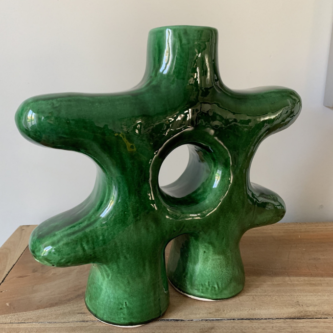 High crafty – wholesale Vas – Handgjord grön keramisk vas i människogestalt – Artistisk modern D0