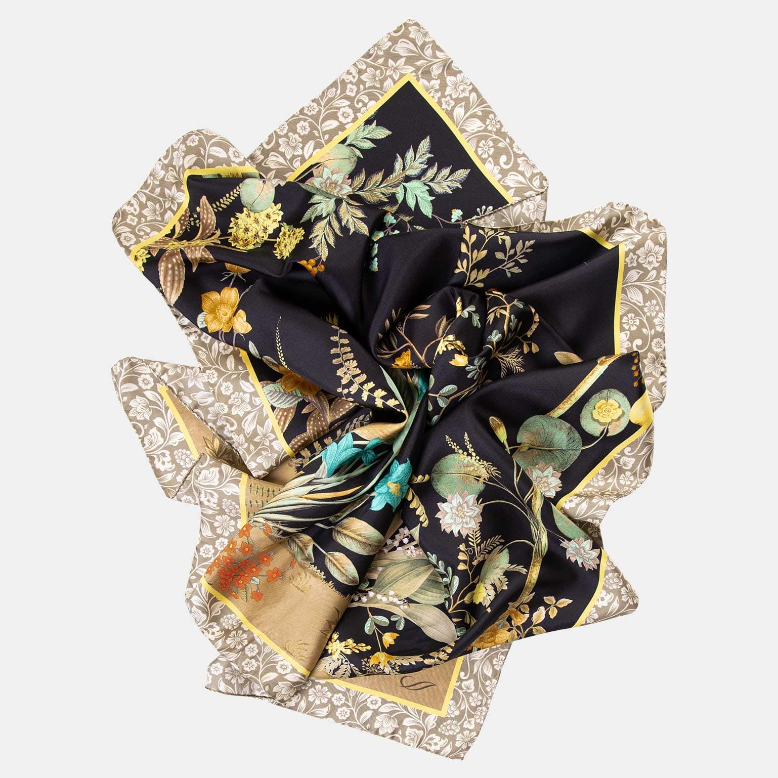 Elizabetta Made in Italy USA – Großhandel Schal – Damen – Fantasia - Handgerolltes Seidentuch - Schwarz10