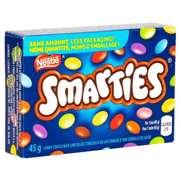 Echo Sales Canada - Wholesale Chocolate Covered Sweets - Nestle Smarties Candy Coated Milk Chocolate 45c x 12ct
