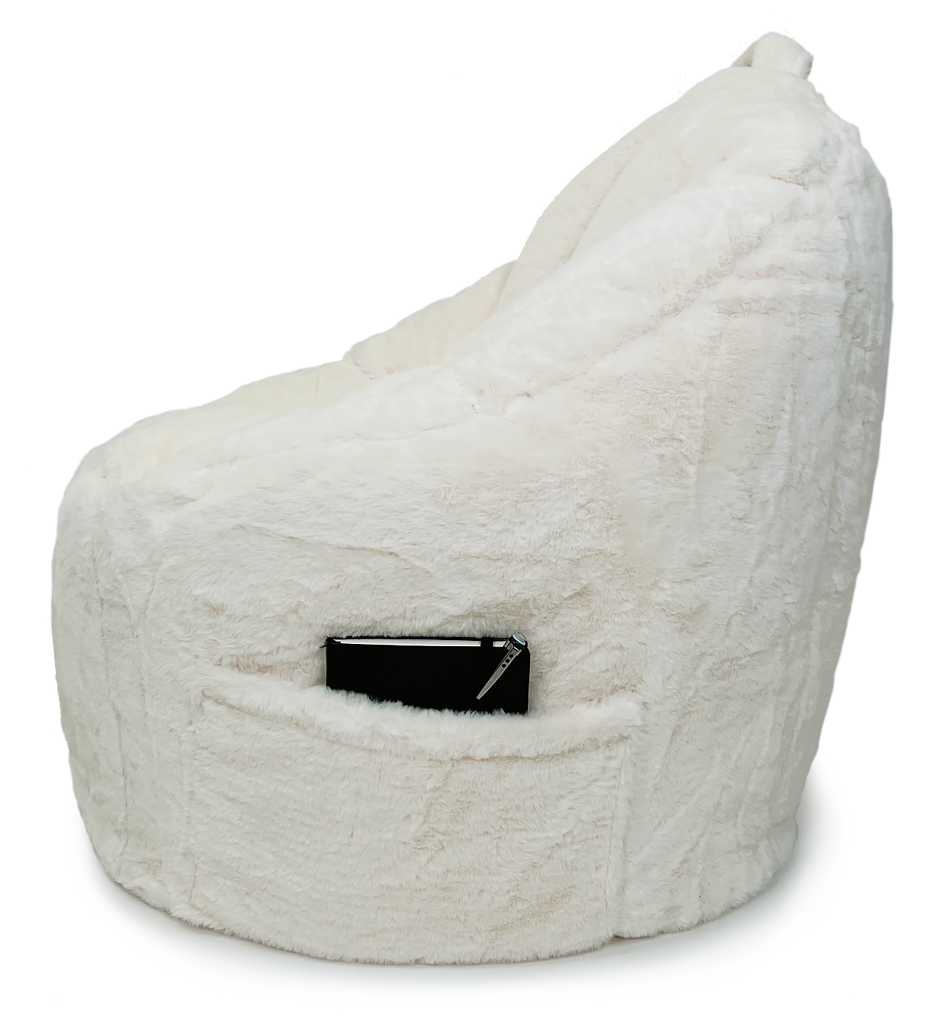 Mimish - Wholesale Stoel - Mimish Campus Ronde Zitzak in Imitatiekonijnenvacht - Kokosnoot1