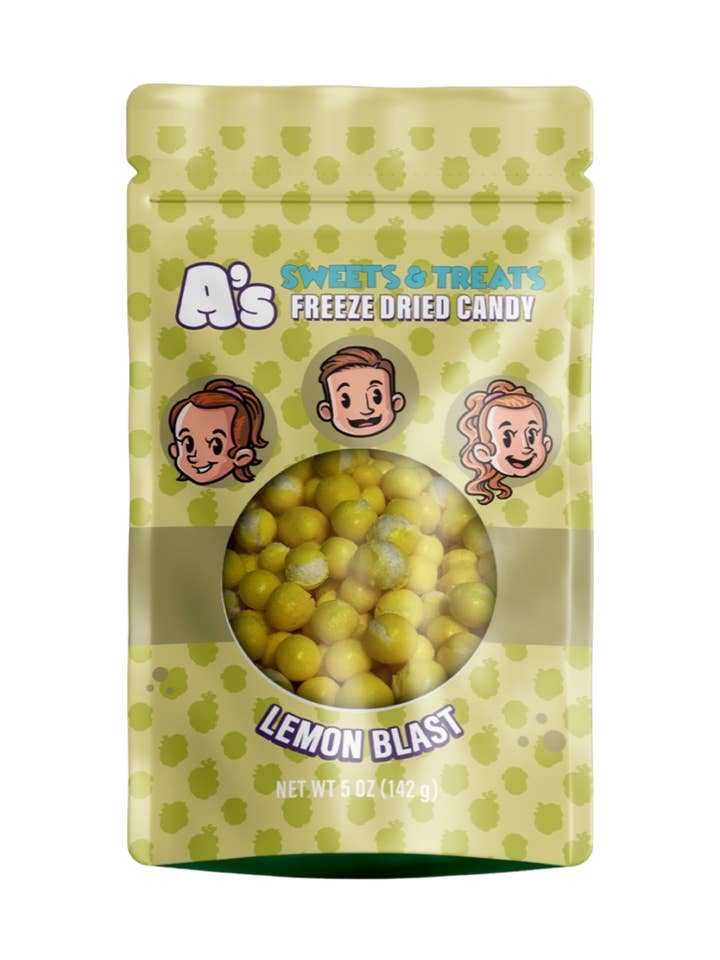 Lemon Blast 5oz Familienpackung für den Großhandel von A’s Sweets & Treats Freeze Dried Candy