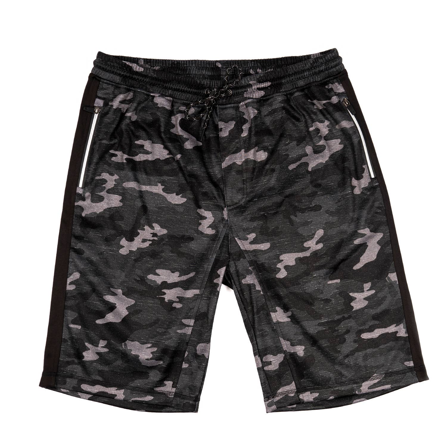 Black Camo Printed Fleece Short for wholesale on Faire