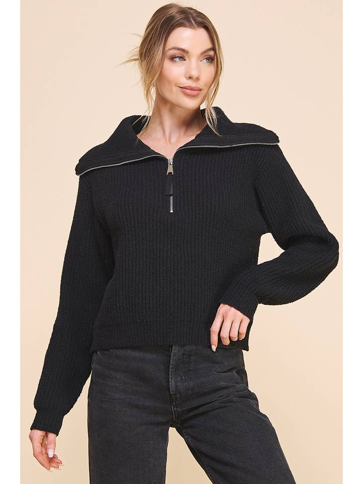 Allie Rose - Wholesale Sweatshirt - Women's - Plush Half Zip Pullover Sweater
