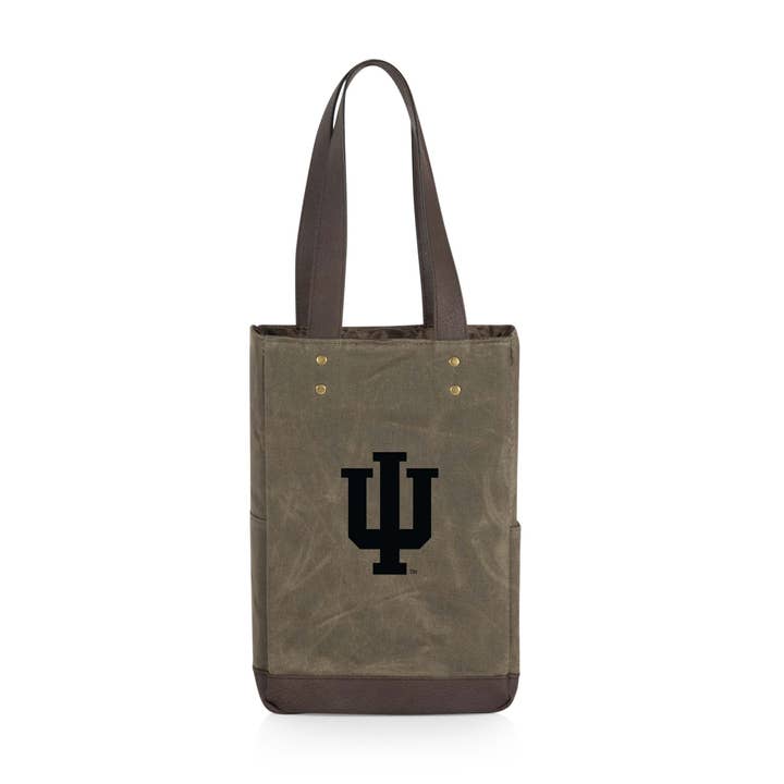 Khaki Green with Beige Accents Indiana Hoosiers 2 Bottle Wine Cooler Bag for wholesale on Faire