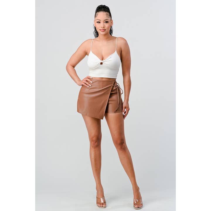 PU Sexy Shorts with Tie on the Side for wholesale by French Kiss