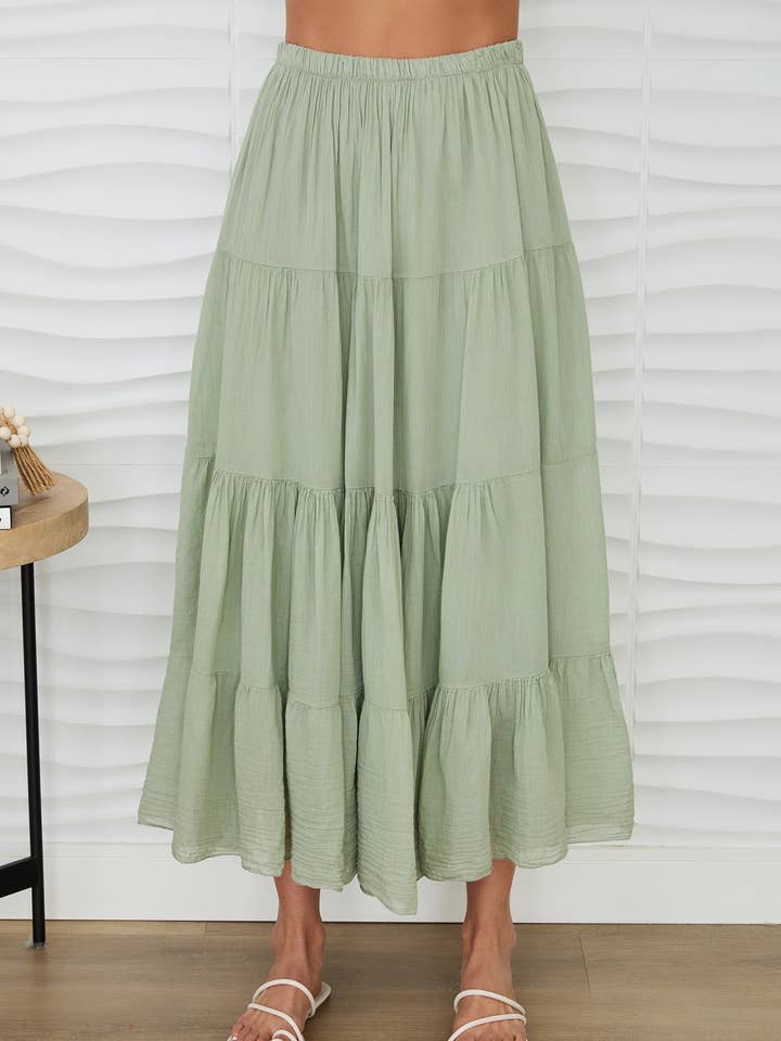 TIERED COTTON SKIRT (83247/11535) for wholesale by MILIO MILANO