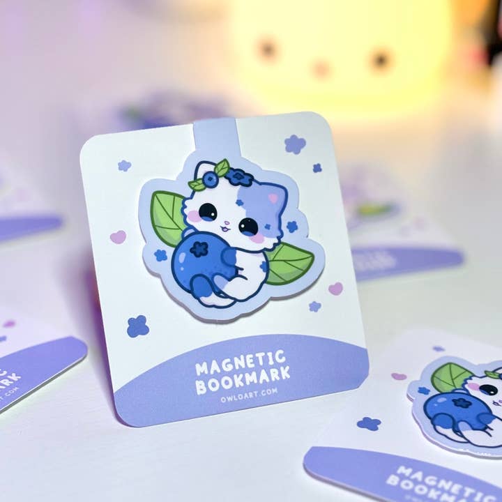 Blueberry Cat Magnetisk bogmærke for engroshandel hos owloArt
