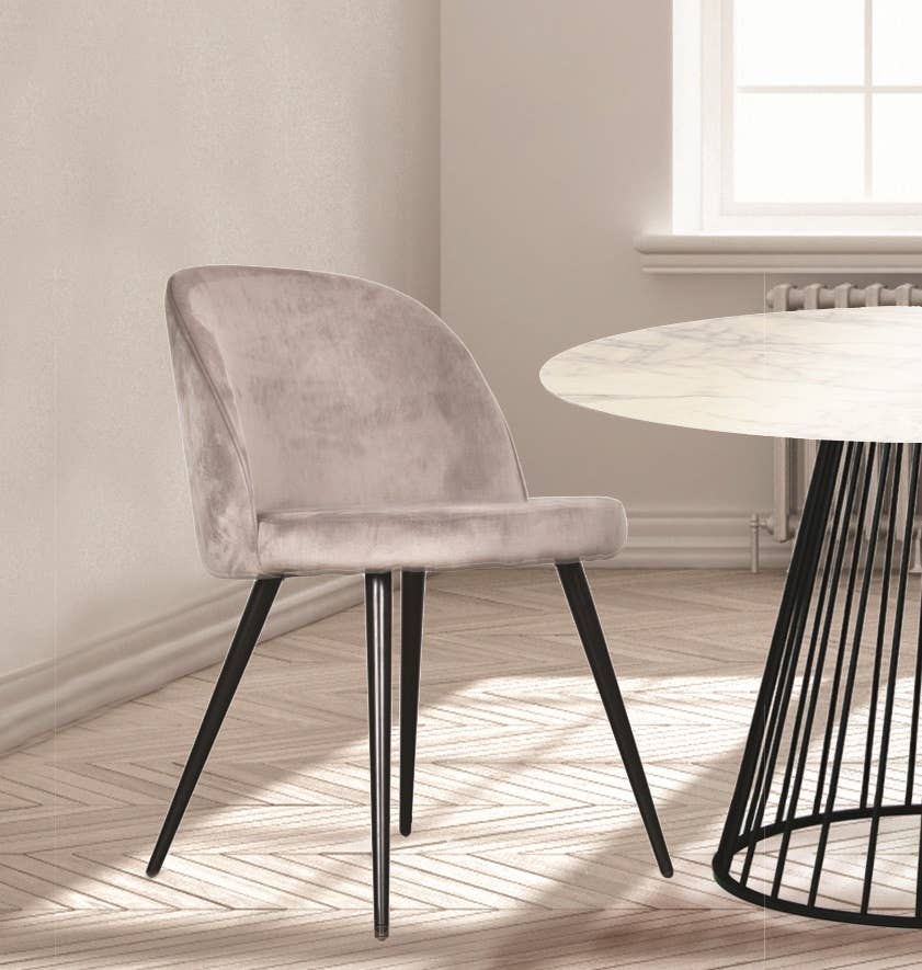 Opjet Paris - Vente Chaises - Chaise Ingrid velours taupe pieds noir L50 P56 H77cm1