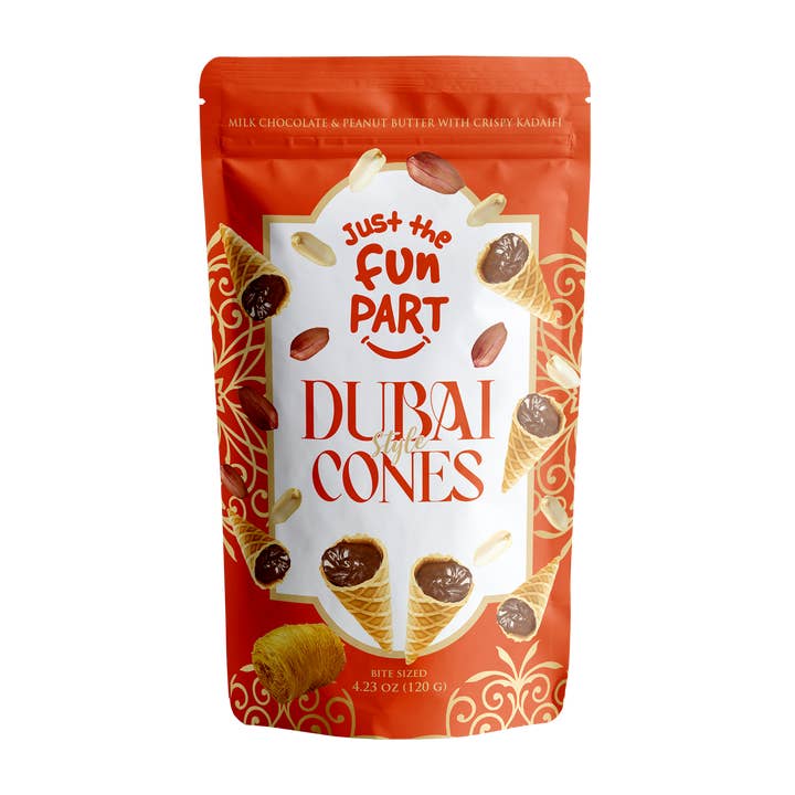 Just the Fun Part - Wholesale Chocolate Covered Sweets - Variety Pack-Dubai Cones Pistachio, Strawb, Peanut, Hazelnut3