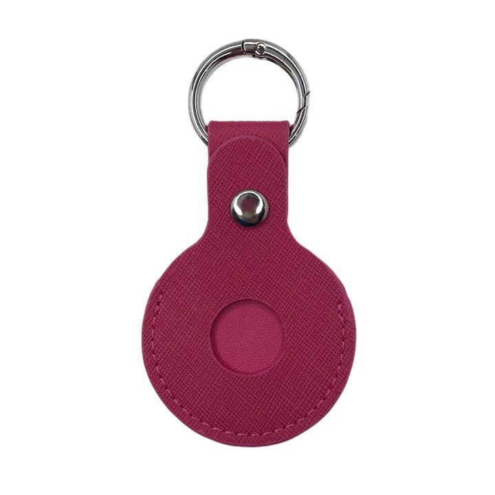 Oriana Lamarca Designs – wholesale Keychain – Women's – Pink Saffiano Leather Apple Air Tag Cover1