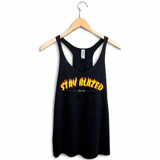 Stay Blazed Flames Racerback for wholesale by StonerDays Apparel