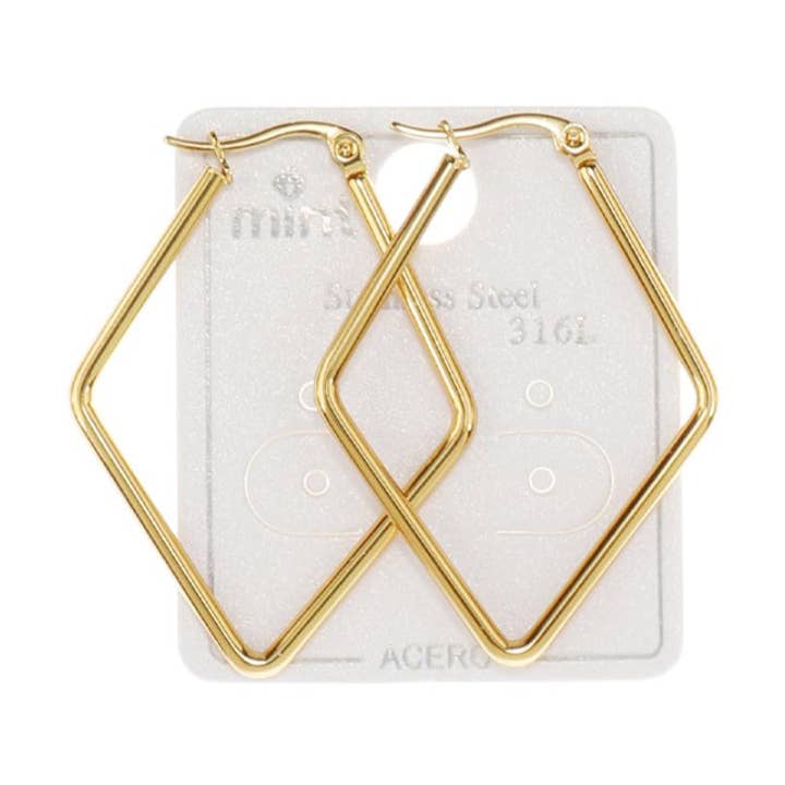 40MM Stainless Steel Rhombus Hoops for wholesale by Atlas Fashion