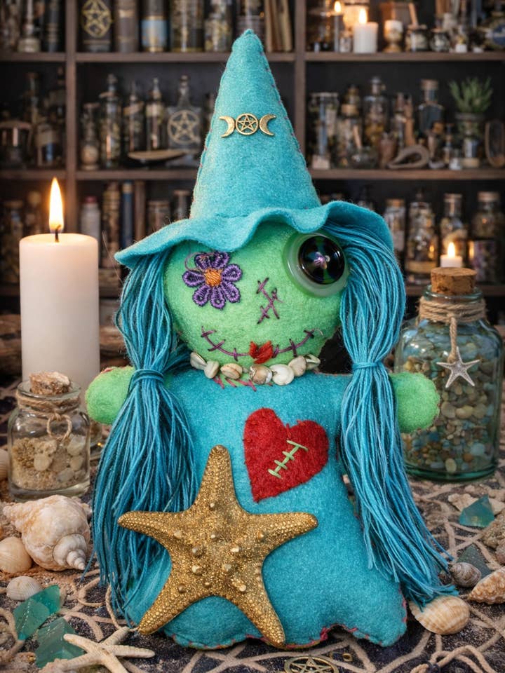 Bambola Strega del Mare Magica Fatta a Mano Magick voodoo hoodoo per la vendita all'ingrosso da parte di The Clairity Room