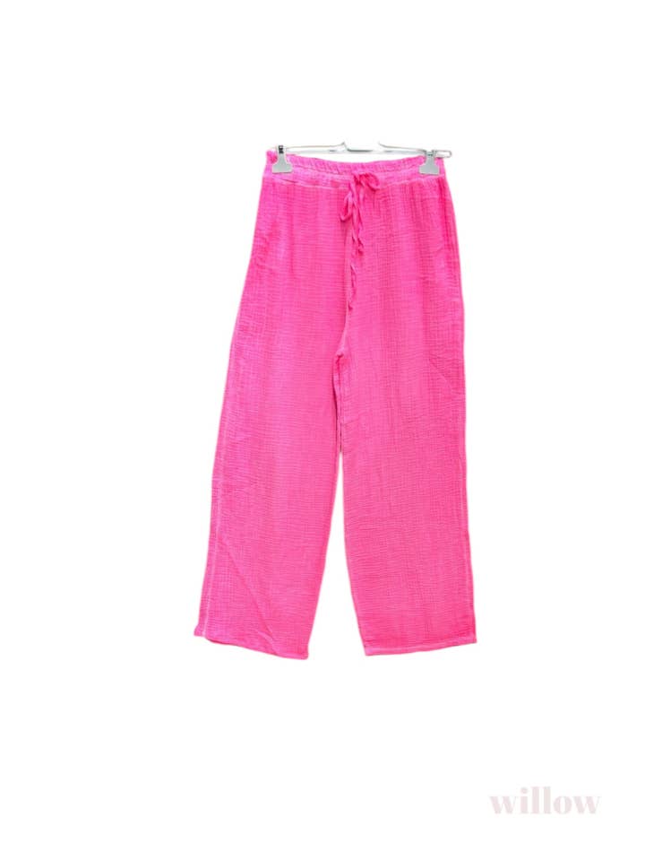 MOONSUN - Wholesale Pants - Women's - #4187 Faded Neon Cotton Gauze Pants