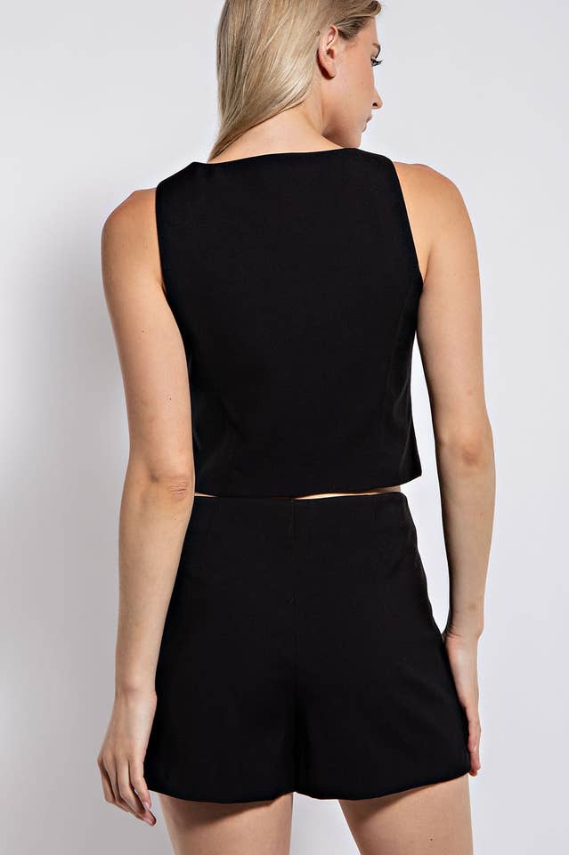 Edit by Nine - Vente Veste sans manches – femme - GILET BOUTONNÉ À ENCOLURE EN FORME DE CŒUR TT25863