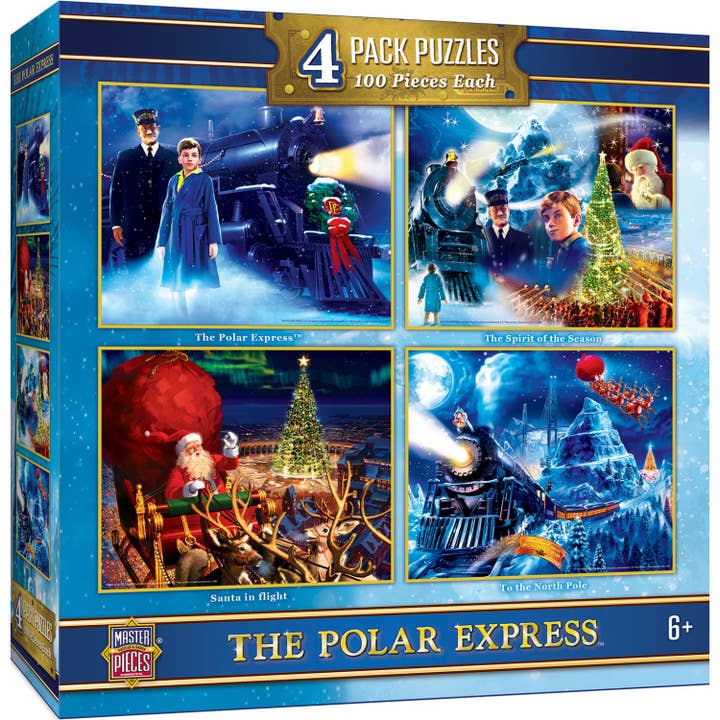 The Polar Express 4-Pack 100 Piece Jigsaw Puzzles for wholesale by Masterpieces Puzzles