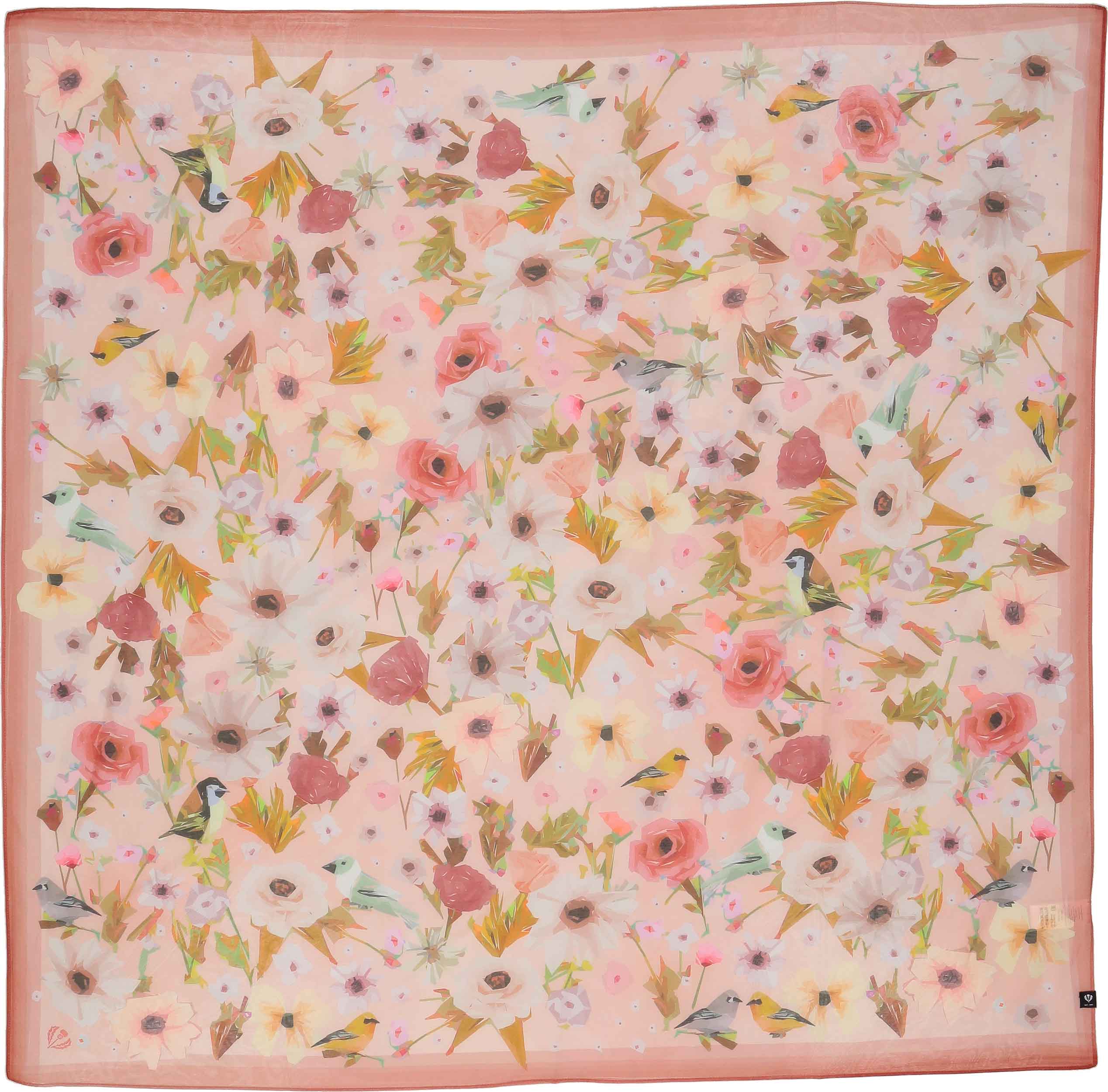 FRAAS - The Scarf Company - Wholesale Scarf - Women's - Floral Birds Cotton Silk Square2