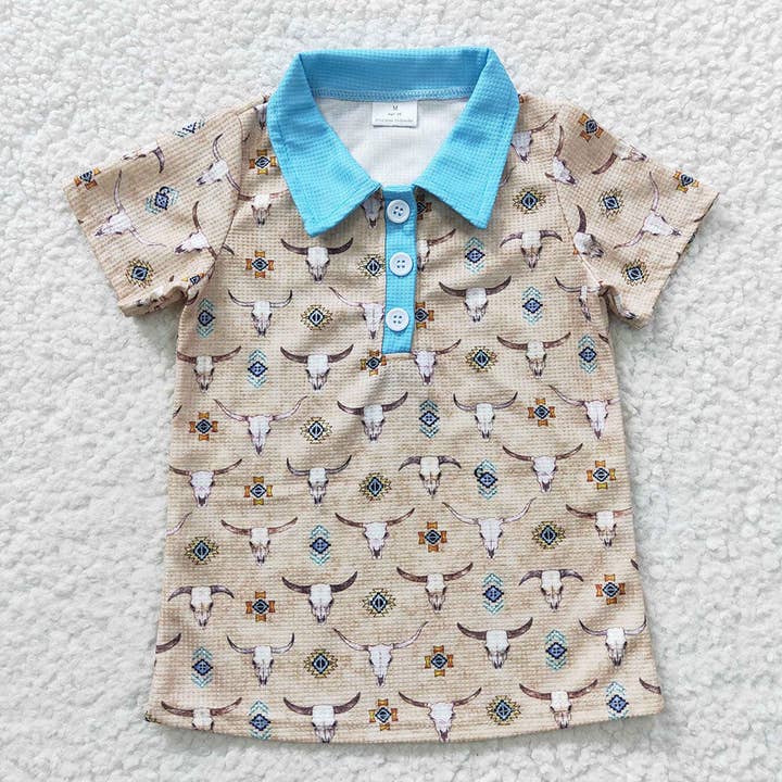 Aier Wholesale - Wholesale T-Shirt - Kids - Baby Boys Cow Western Short Sleeve Shirts Tops