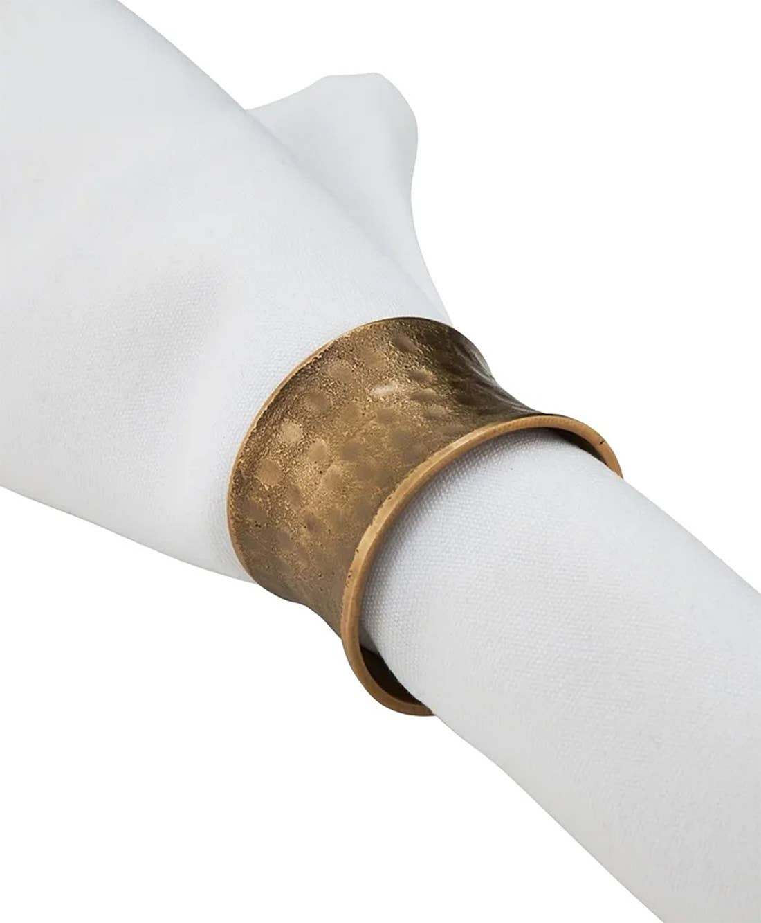 Fennco Styles - Wholesale Napkin Ring - Dark Gold Brass Hammered Napkin Ring