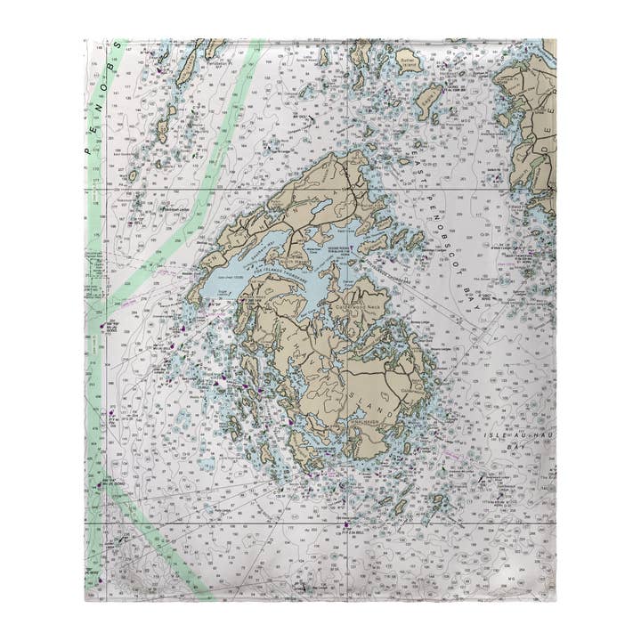 Penobscot Bay, ME Nautische Kaart Deken voor wholesale door Betsy Drake Interiors