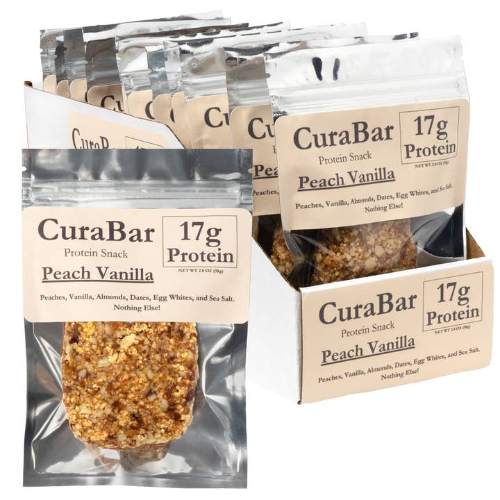 CuraBar Protein Bar, Peach Vanilla (12ct) No Preservatives for wholesale by CuraBar