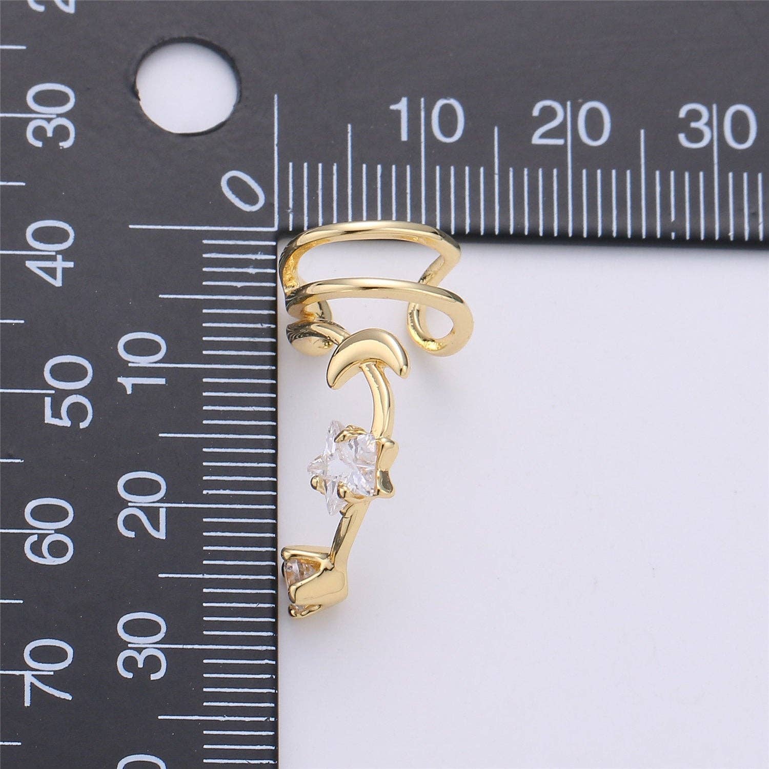 Aim Eternal - Wholesale Cuff/Wrap Earrings - 1x Non pierced conch ear cuff, Gold Cubic ear cuff, Huggie e2