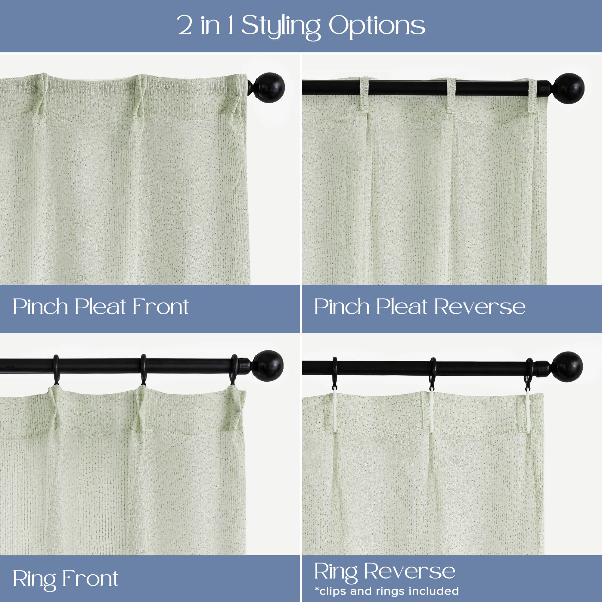 Awesome Home – wholesale Gardin – Enkel gardinpanel med nypveck med krokar och ringar13