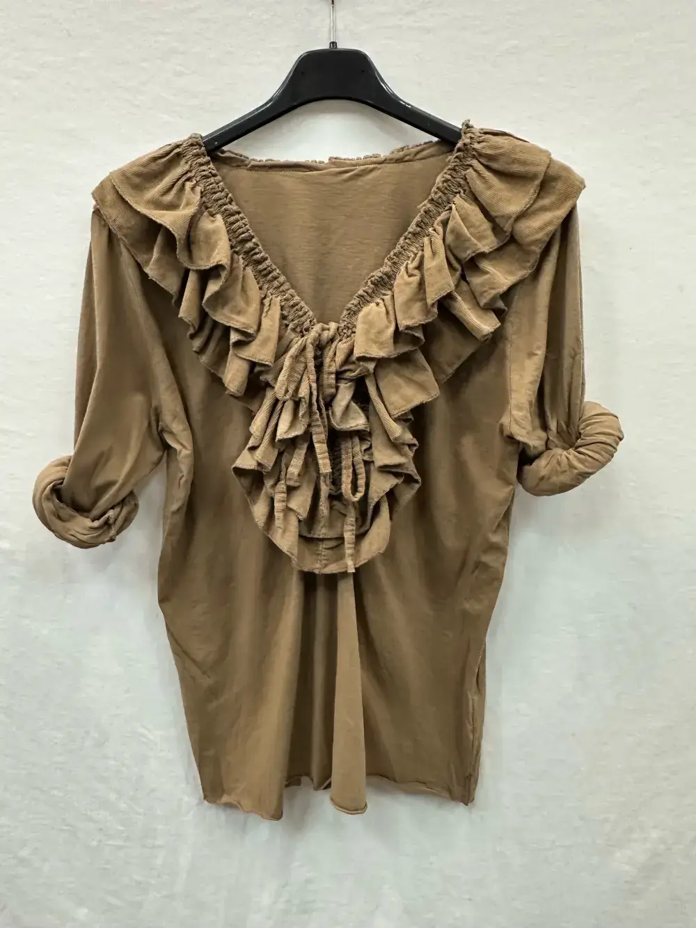 Mimi & Gogo - Wholesale Blouse - Women's - Cotton Velvet Ruffled Top @10296_HVFroufrou1