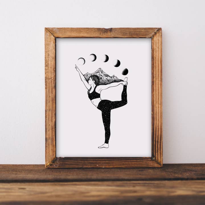 Yoga and Moon Phases Art Print for wholesale by Kaari & Co.