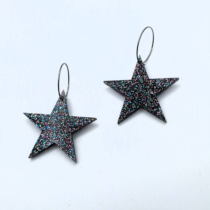 LadyRockCreaciones - Wholesale Dangle Earrings - Multicolor Glitter Star Earrings