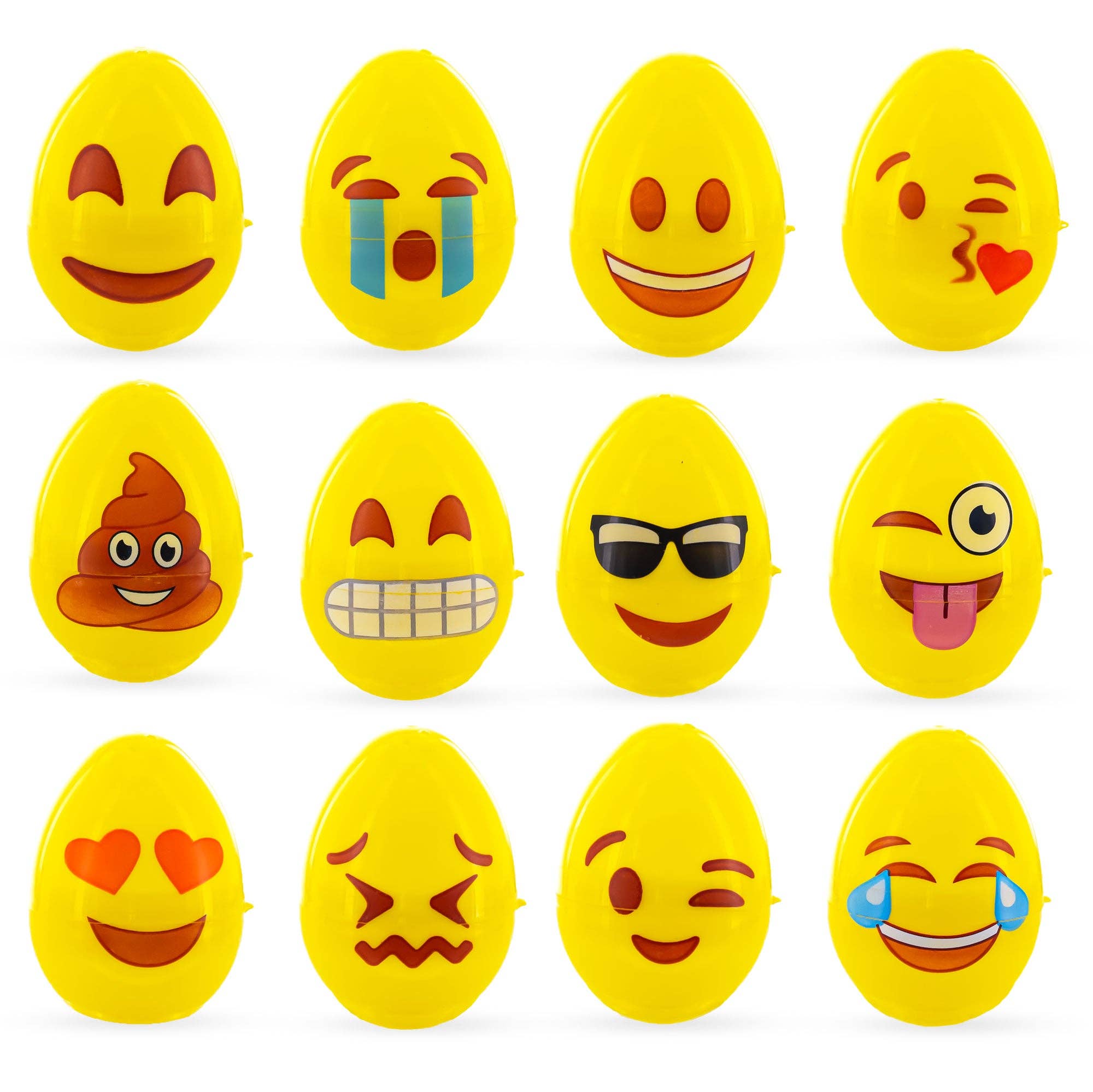 BestPysanky - Wholesale Decorative Figurine - Set of 12 Facial Expressions Plastic Easter Eggs 2.25 Inches1
