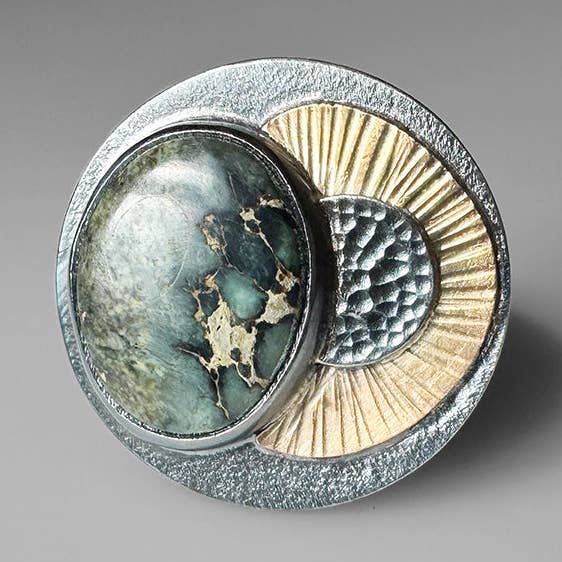 Turtle Back Variscite Meadow Ring for wholesale by McKenzie Mendel Jewelry