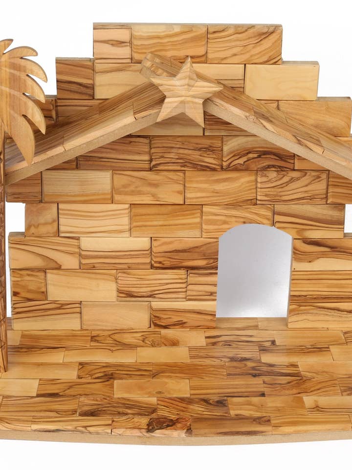 Olive Trä Julkrubba_ Endast Pusselstall för wholesale av Holyland Artisans