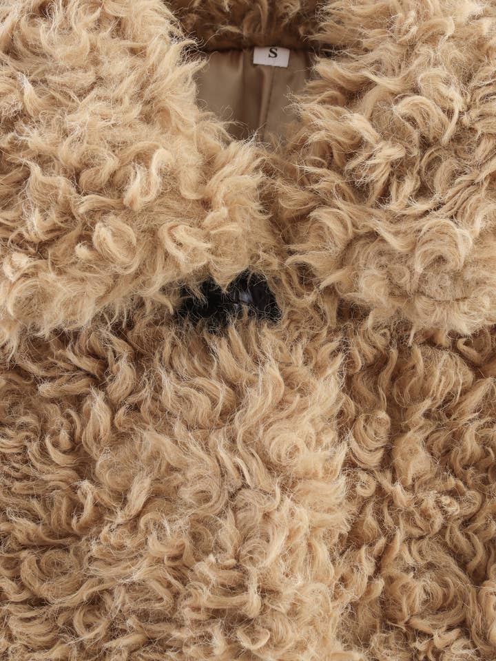 KHAKI Lapel long-sleeved single-breasted faux fur coat for wholesale on Faire5