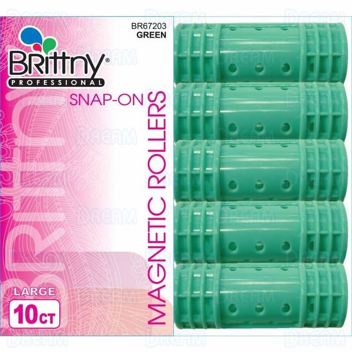 KT Supply - Wholesale Hair Curlers - Brittny 7/8" Snap-On Magnetic Rollers, Large, Green, 10/PK