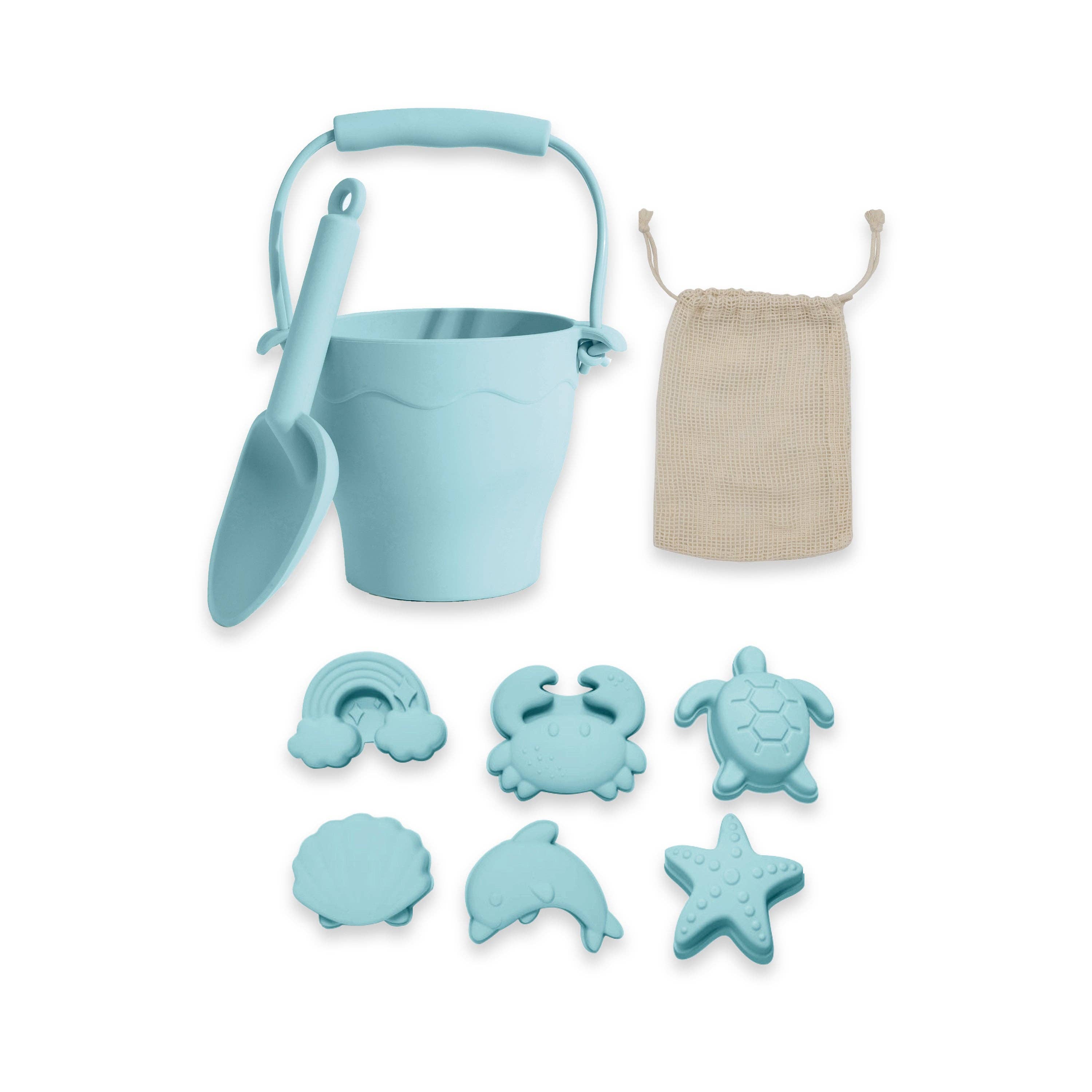 Living Textiles - Wholesale Toy set – Kids - 8pc Silicone Bucket Set - Light Blue0