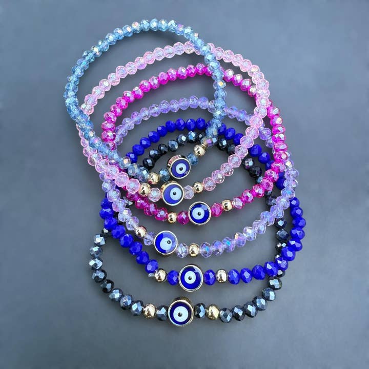 Loli - Wholesale Beaded bracelet - Stretchy Bracelet |12 Color Mix Set | Evil Eye 4 mm Crystal 1