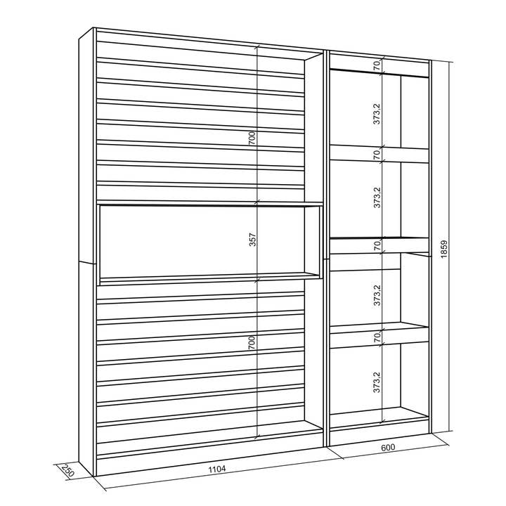 Skraut Home - Venta al por mayor Estanterías - Librería estantería | Estanteria libros de pared | 170x186x25cm | Salón - Comedor - Oficina | Chimenea eléctrica | Estilo Moderno | Roble y negro