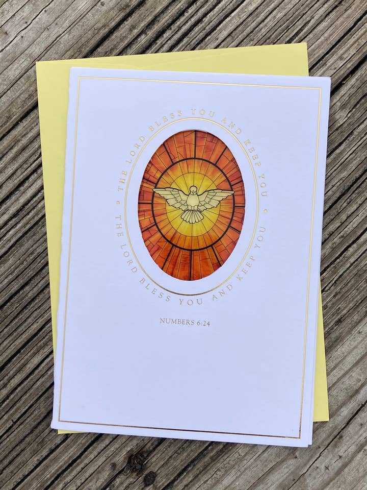 Konfirmation Helligåndens due solfangerkort for engroshandel hos Bright Greetings