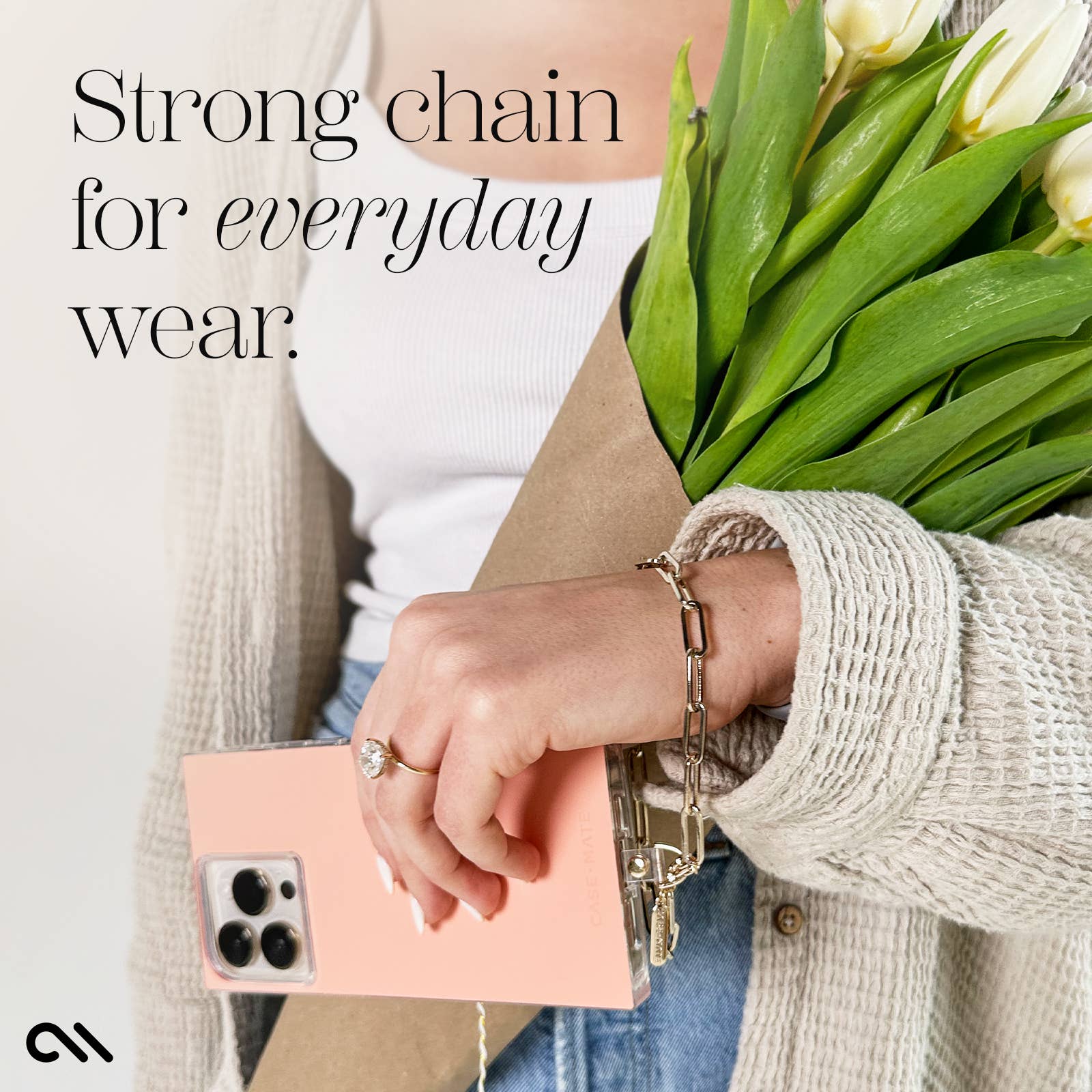 Gold Chunky Chain Phone Charm Wristlet (Gold) for wholesale on Faire5