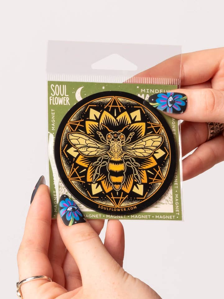 Bee Mandala Magnet - Bee Magnets for wholesale by Soul Flower