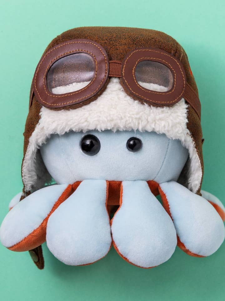 Amelia Earhart Women Empowerment Aviator Octopus Plush Toy for wholesale by Scatterbrain