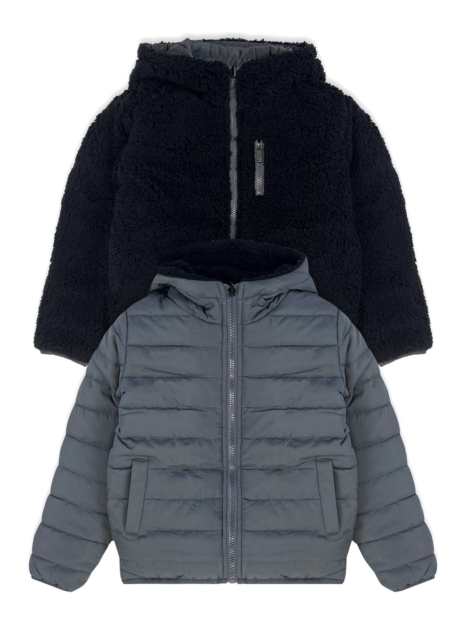 Chase USA International - Wholesale Puffer Jacket - Kids - Boys’ Reversible Jacket with Sherpa Lining #J484