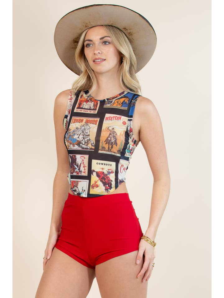 T1597-5585-Western Cowboy Stamp Print for wholesale on Faire3