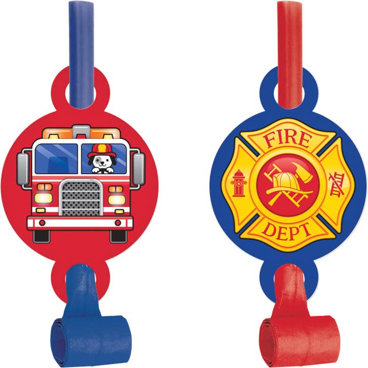 KT Supply - Wholesale Party gift - Flaming Fire Truck Blowouts W/Medallion,Case of 48