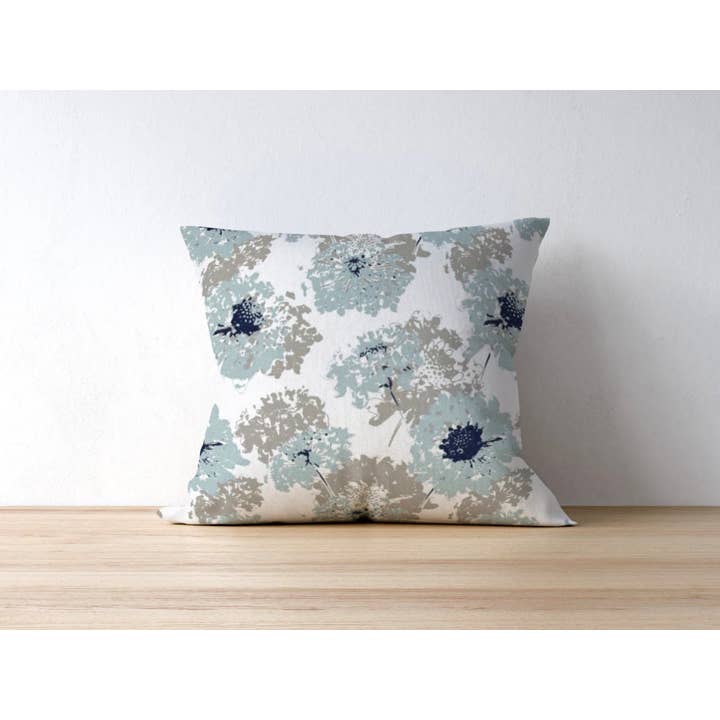 Blue Floral Pillow Cover, Spa Blue, Blue Decor, Floral Decor, Floral Pillow Cover, Modern Floral Pillow Cover, Blue Floral Pillow Case for wholesale by Blue Haven Decor