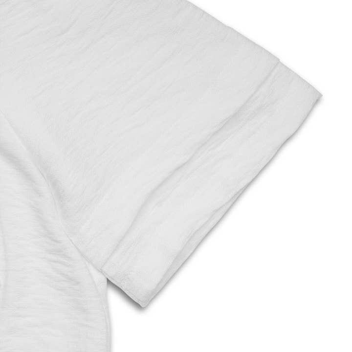 White Relaxed Fit Summer Pullover Shirt with V Neck and Detail for wholesale on Faire