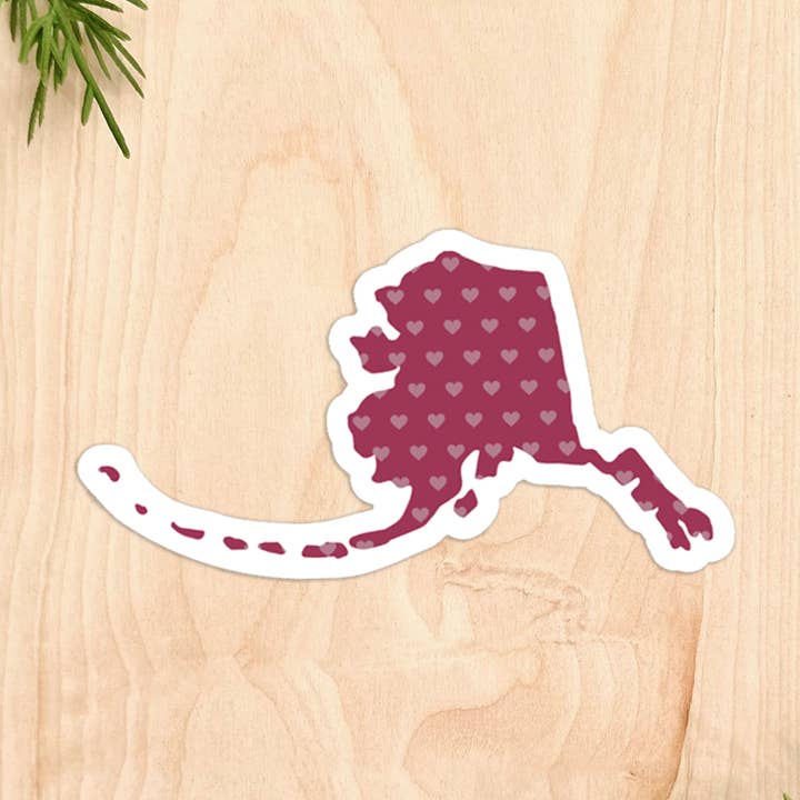 State of Alaska with Tiny Hearts Sticker for wholesale by Printworthy