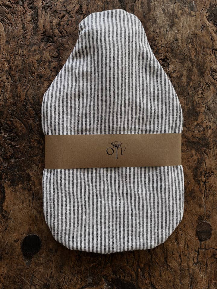 Hot water bottle - linen grey stripe for wholesale by Orla & Fern
